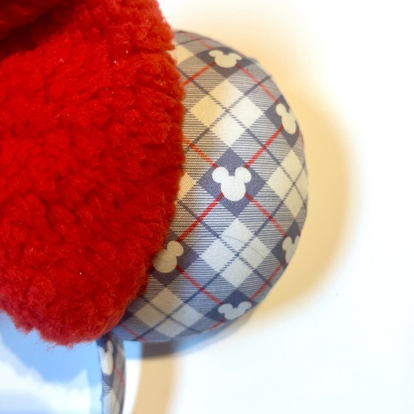 Minnie Ears Argyle Print with Red Hearts and Red Fluffy Bow - Picture 4 of 7